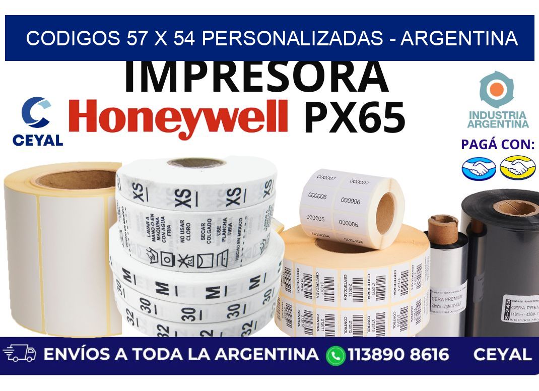 codigos 57 x 54 personalizadas - Argentina