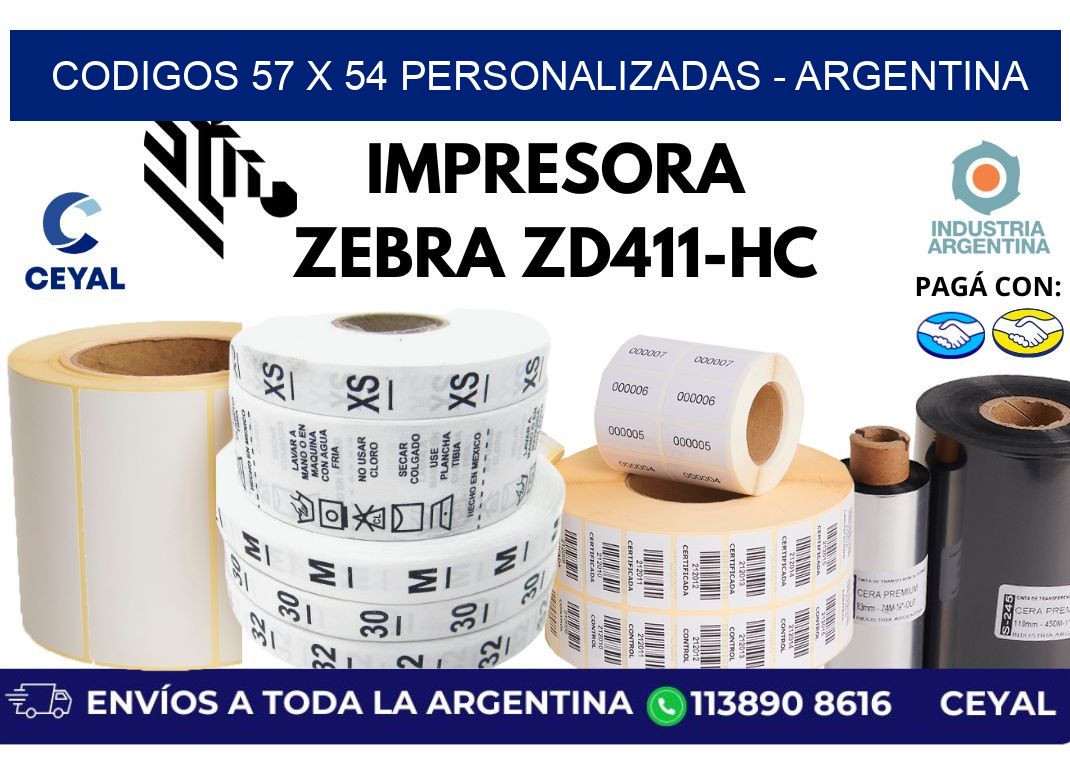 codigos 57 x 54 personalizadas – Argentina