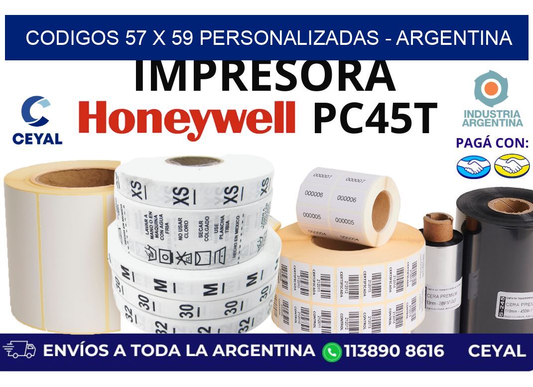 codigos 57 x 59 personalizadas - Argentina