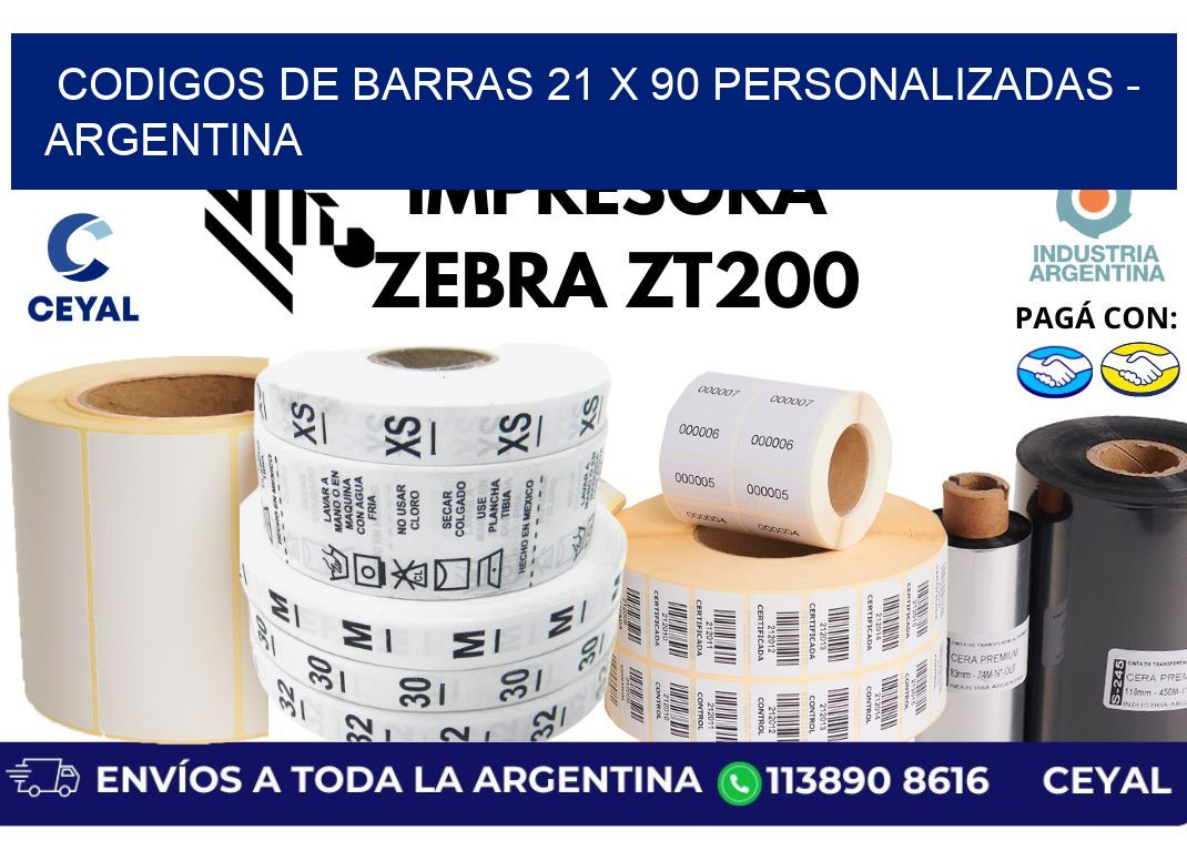 codigos de barras 21 x 90 personalizadas - Argentina