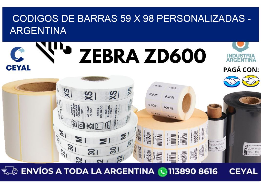 codigos de barras 59 x 98 personalizadas - Argentina