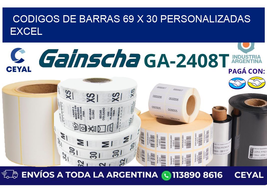 codigos de barras 69 x 30 personalizadas excel