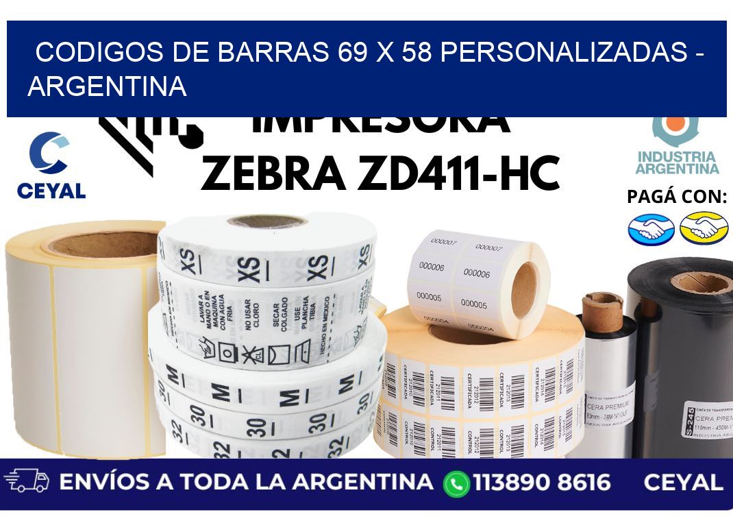 codigos de barras 69 x 58 personalizadas – Argentina
