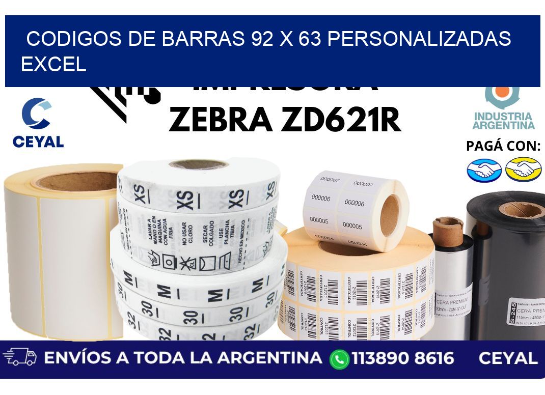 codigos de barras 92 x 63 personalizadas excel