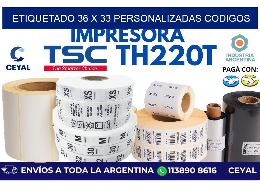 etiquetado 36 x 33 personalizadas codigos