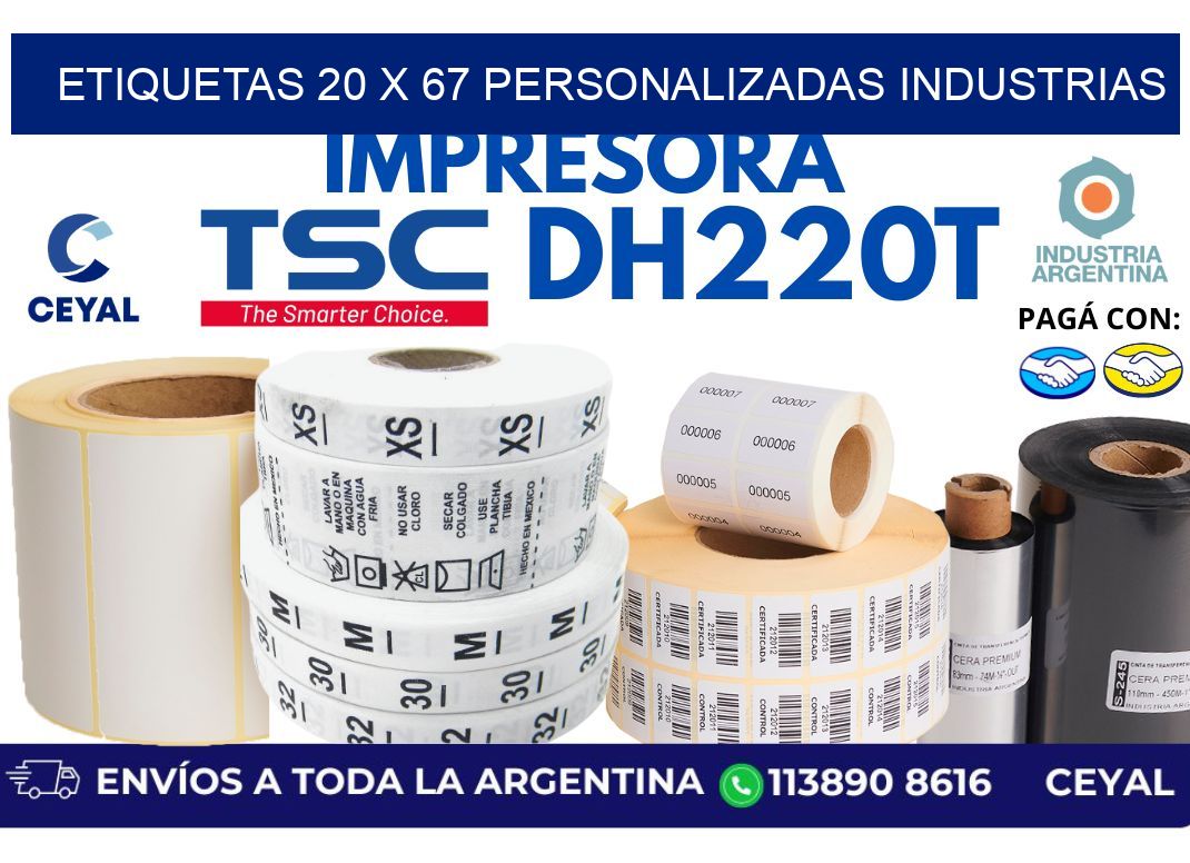 etiquetas 20 x 67 personalizadas industrias