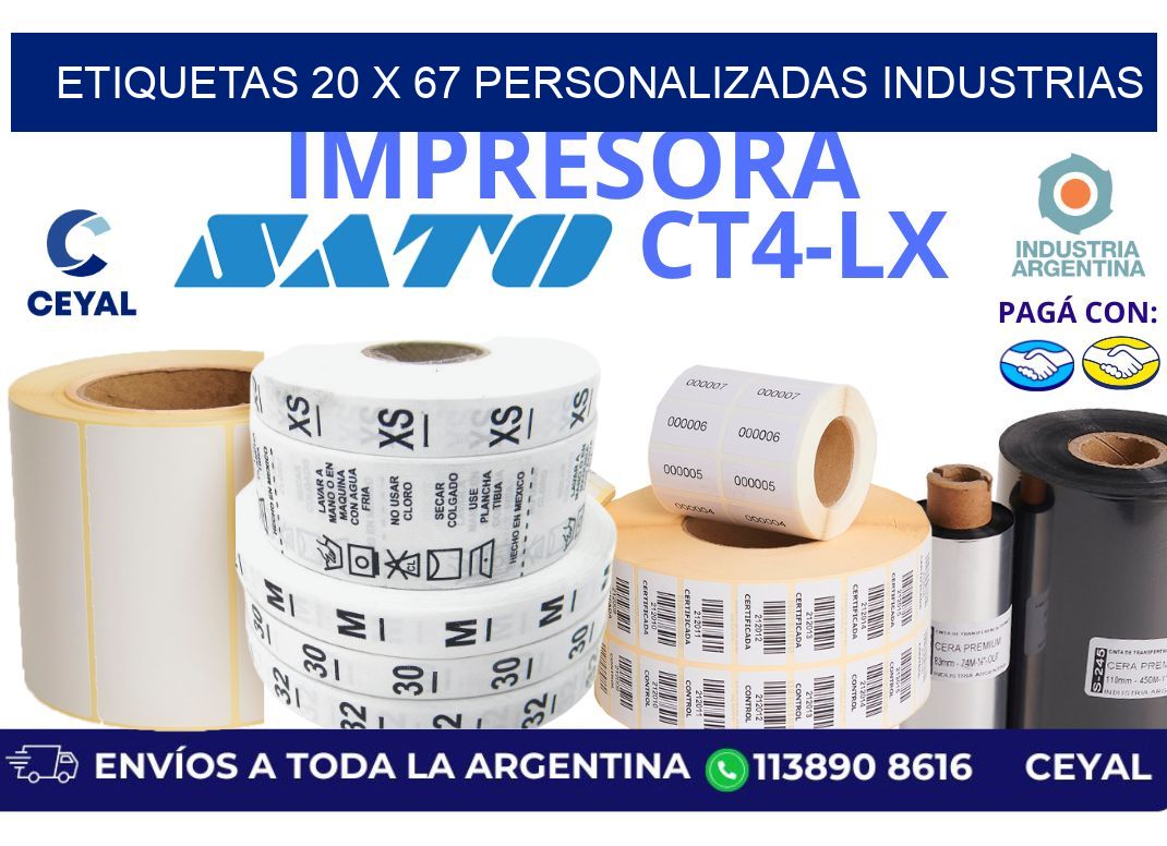 etiquetas 20 x 67 personalizadas industrias