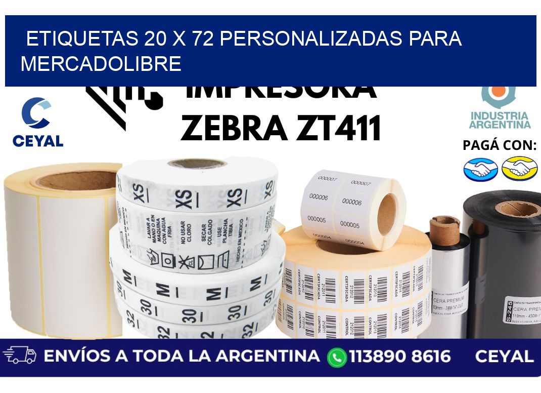 etiquetas 20 x 72 personalizadas para mercadolibre