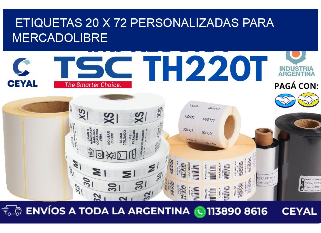 etiquetas 20 x 72 personalizadas para mercadolibre