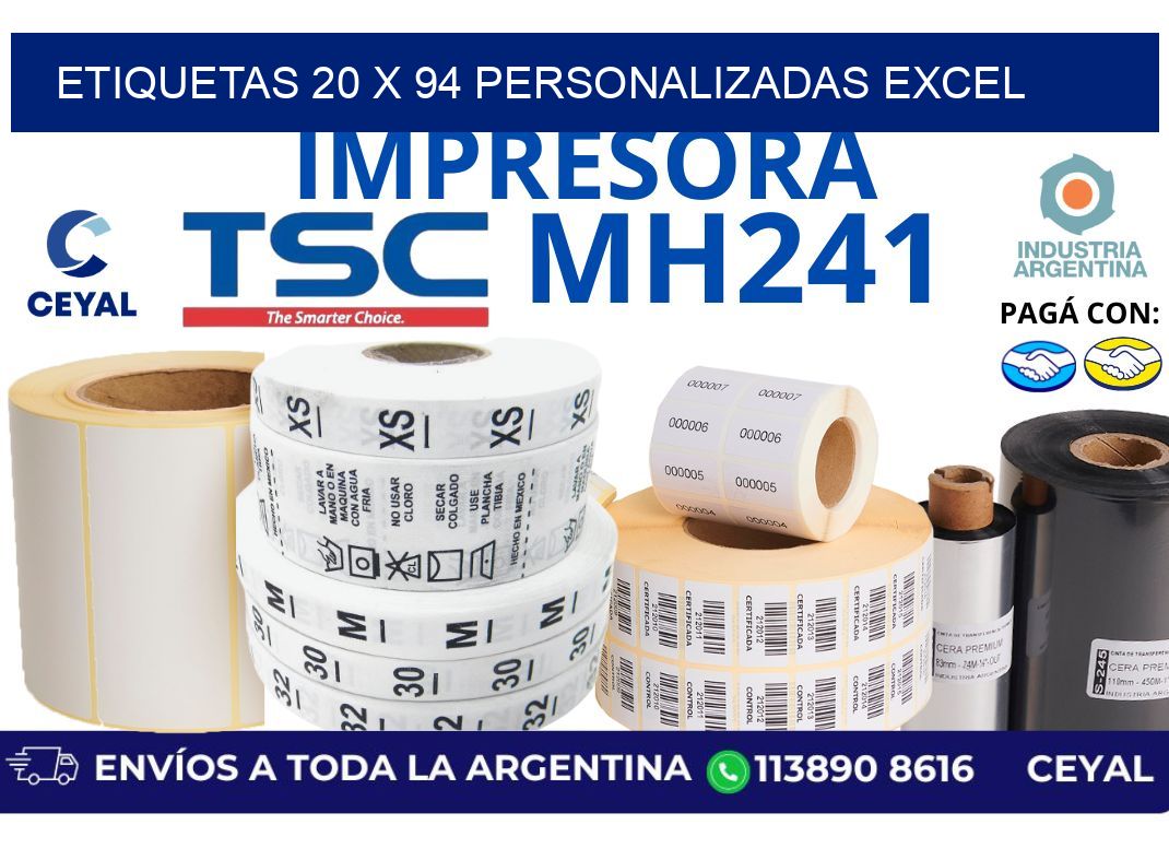 etiquetas 20 x 94 personalizadas excel