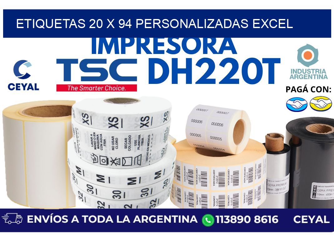 etiquetas 20 x 94 personalizadas excel