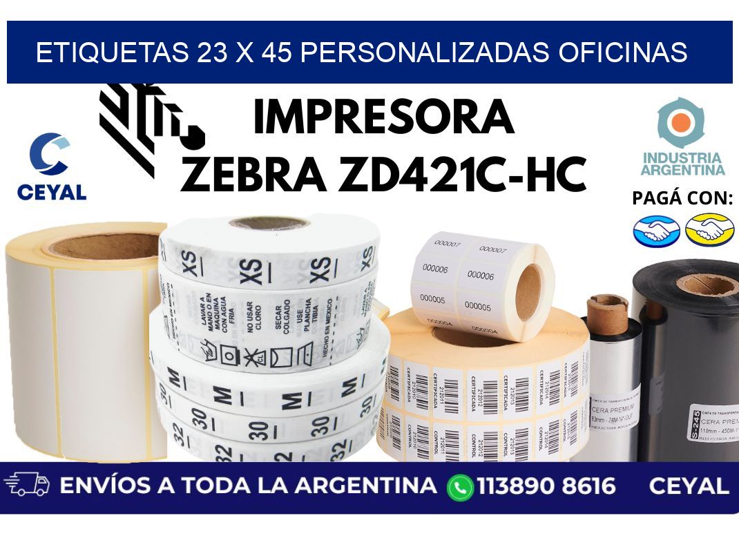 etiquetas 23 x 45 personalizadas oficinas