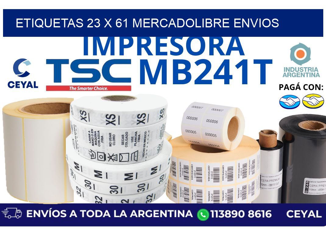 etiquetas 23 x 61 mercadolibre envios