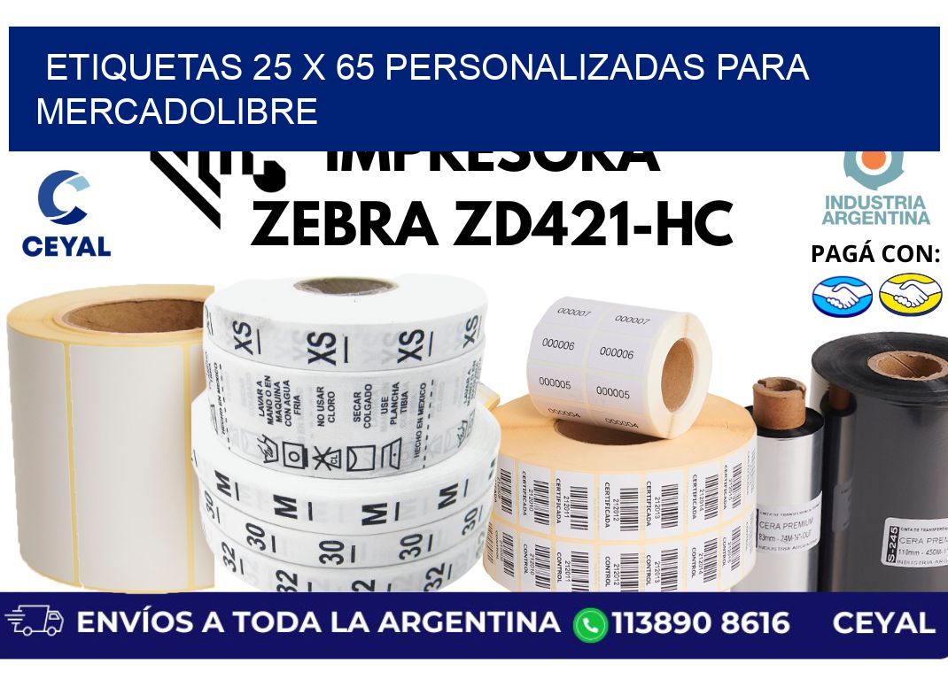etiquetas 25 x 65 personalizadas para mercadolibre