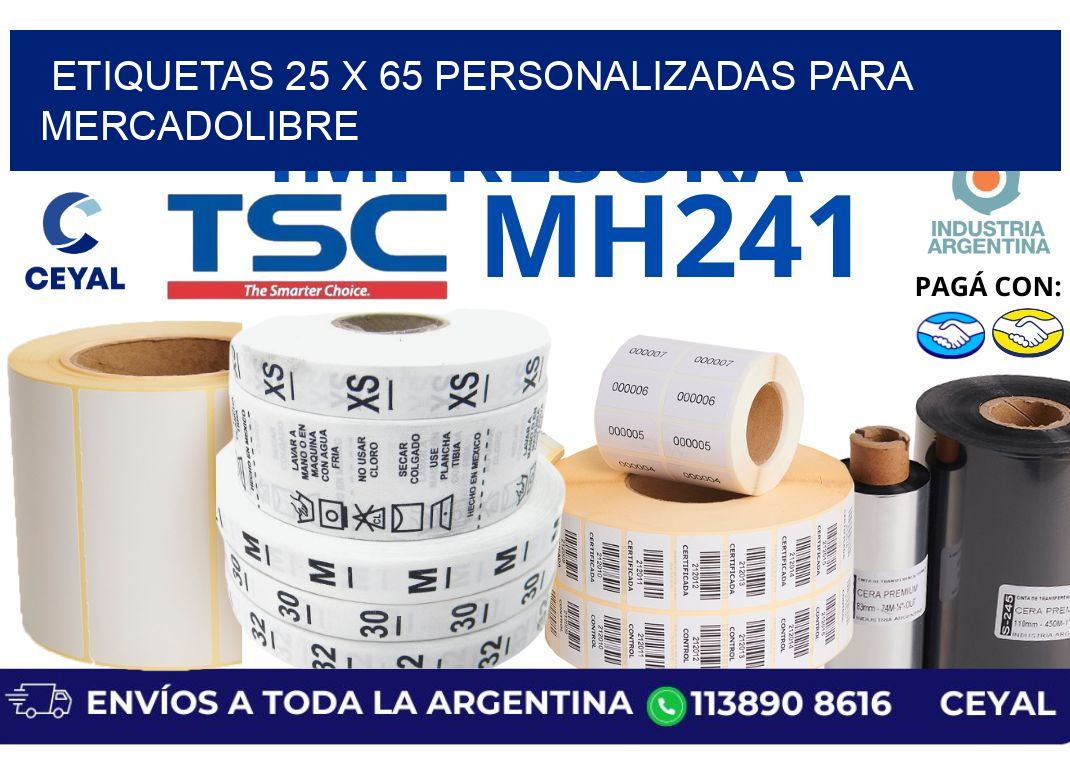 etiquetas 25 x 65 personalizadas para mercadolibre