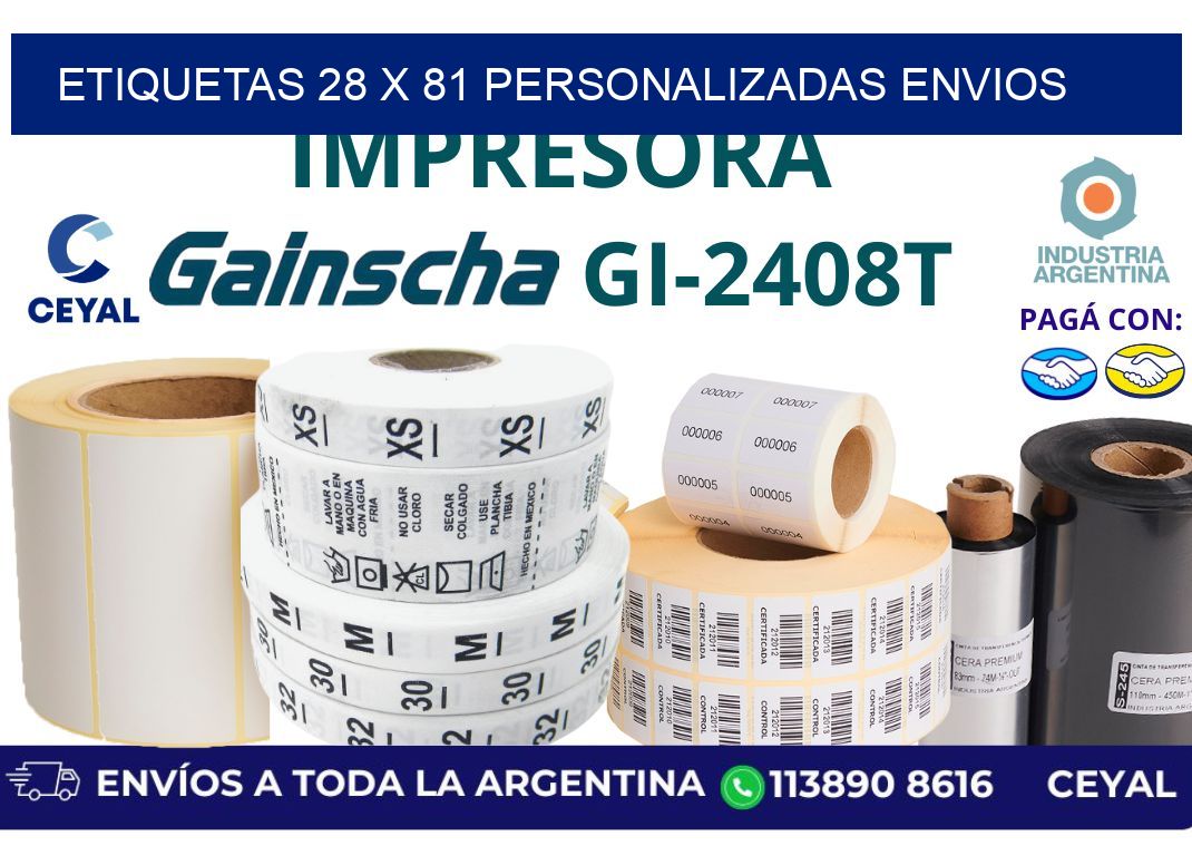 etiquetas 28 x 81 personalizadas envios