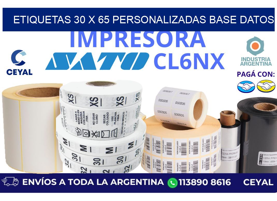 etiquetas 30 x 65 personalizadas base datos
