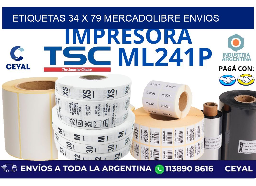 etiquetas 34 x 79 mercadolibre envios