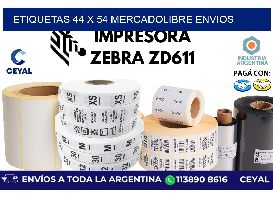 etiquetas 44 x 54 mercadolibre envios