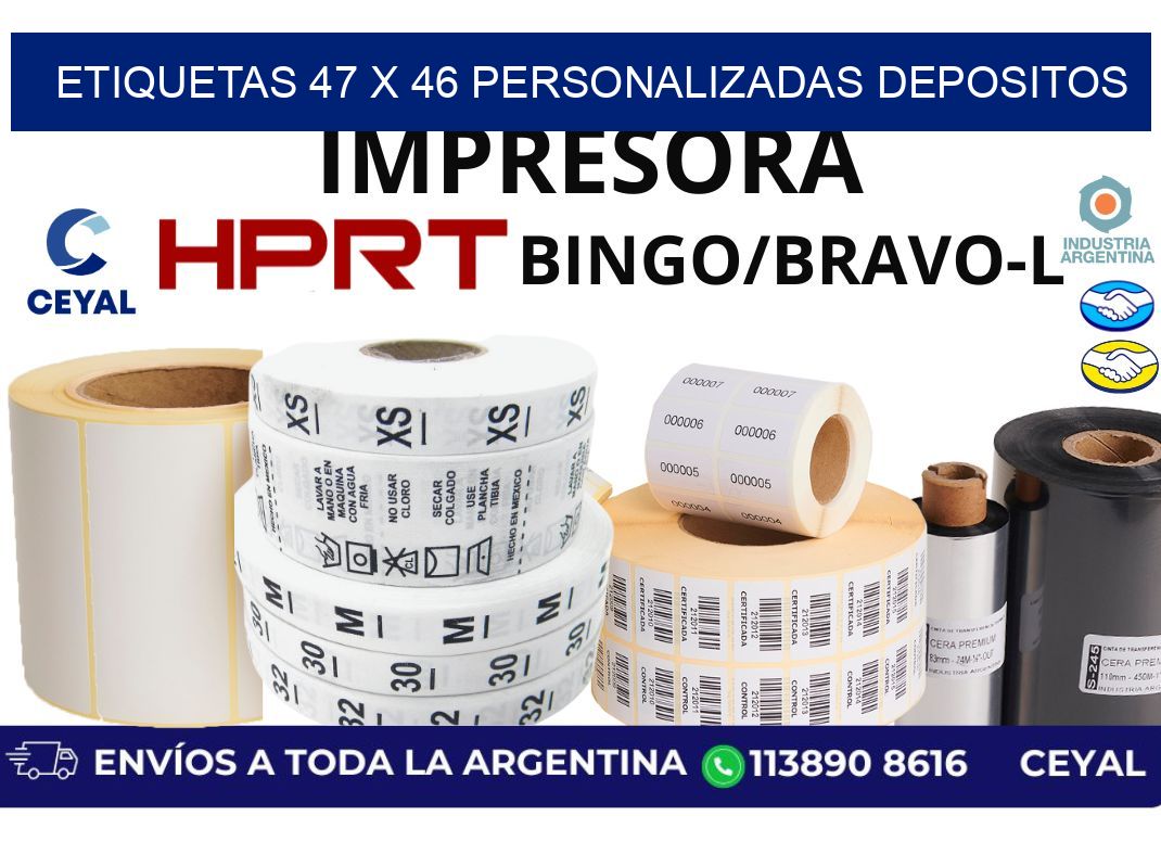 etiquetas 47 x 46 personalizadas depositos