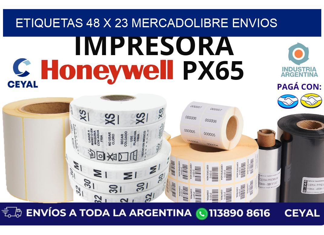 etiquetas 48 x 23 mercadolibre envios