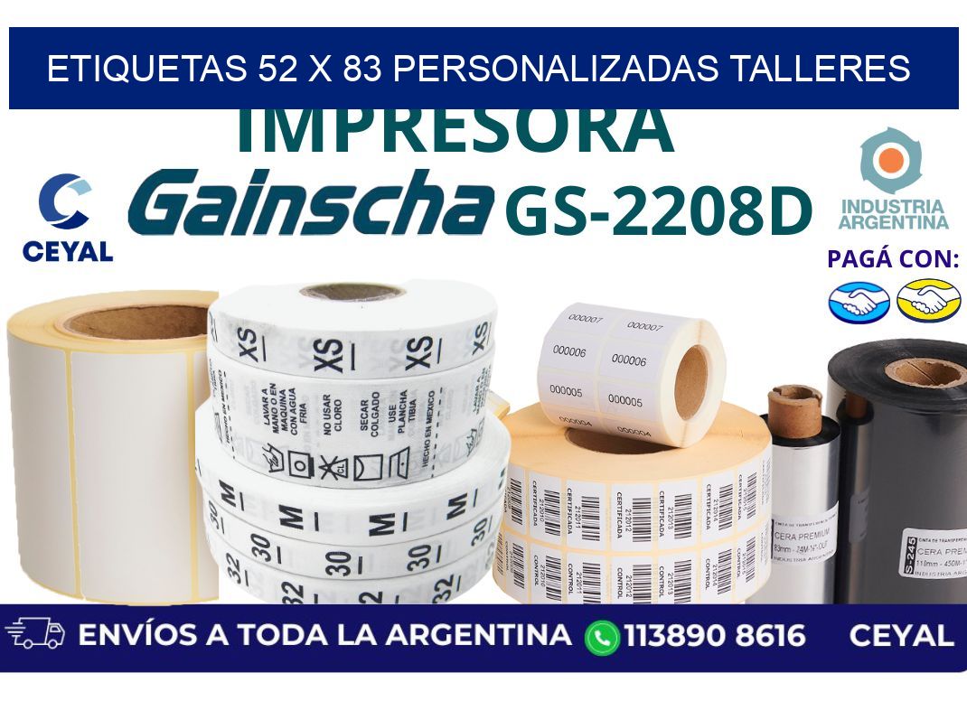 etiquetas 52 x 83 personalizadas talleres