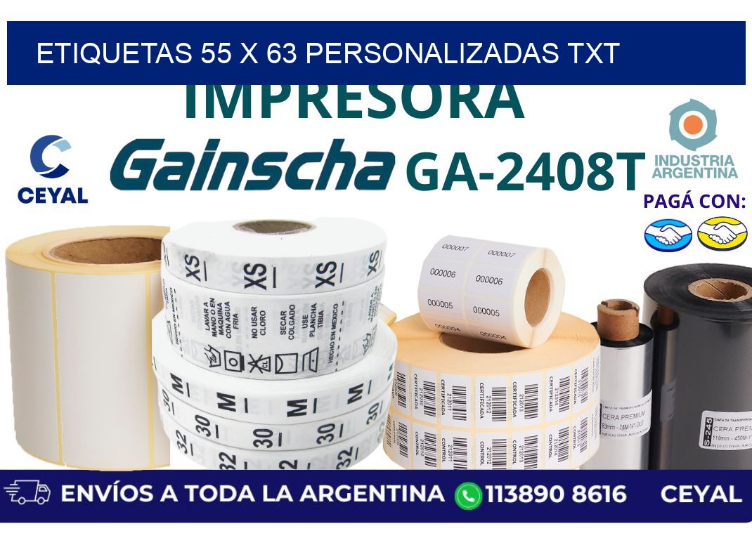 etiquetas 55 x 63 personalizadas txt
