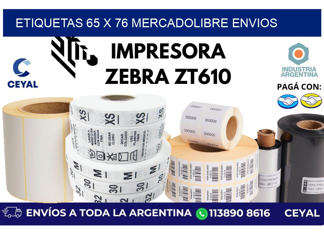 etiquetas 65 x 76 mercadolibre envios