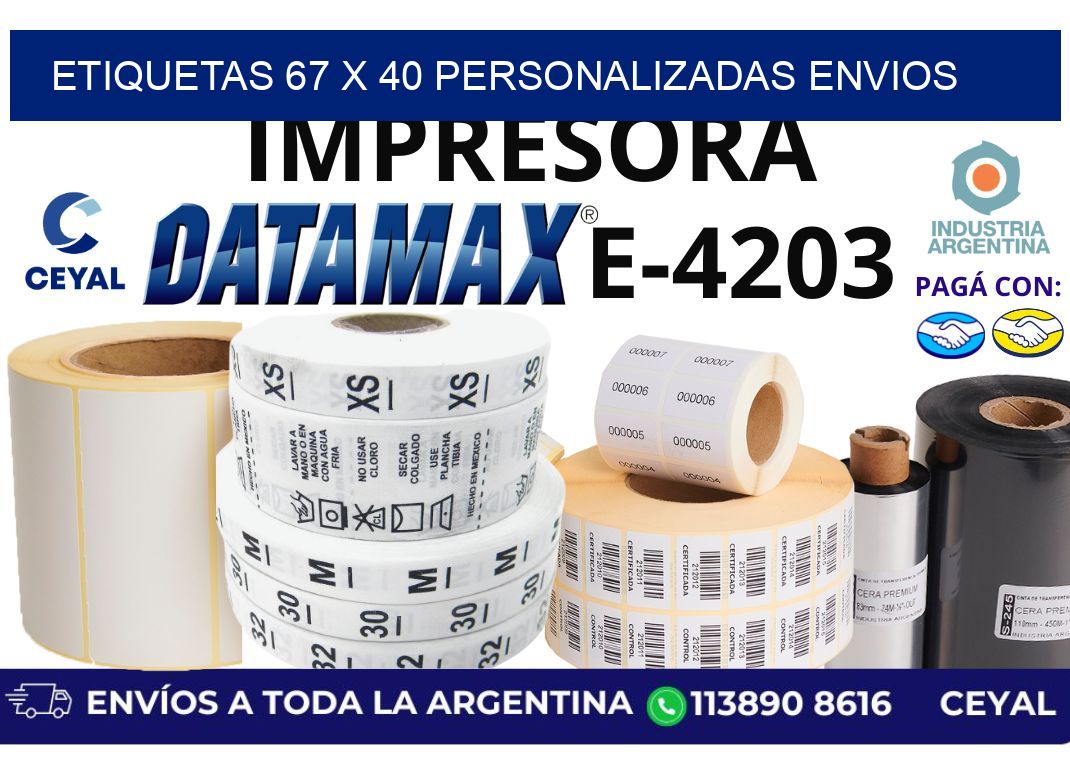 etiquetas 67 x 40 personalizadas envios