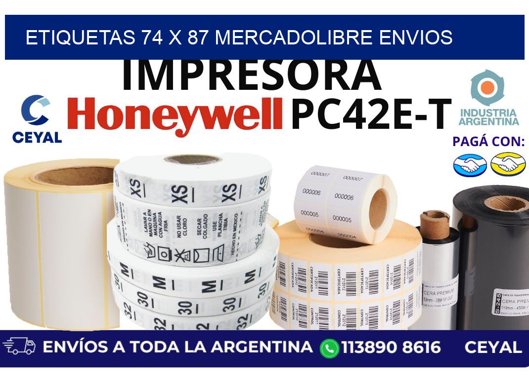 etiquetas 74 x 87 mercadolibre envios