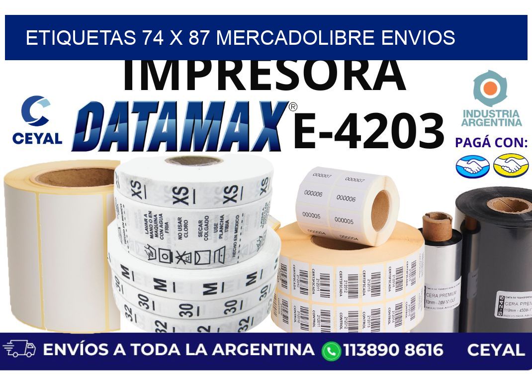 etiquetas 74 x 87 mercadolibre envios