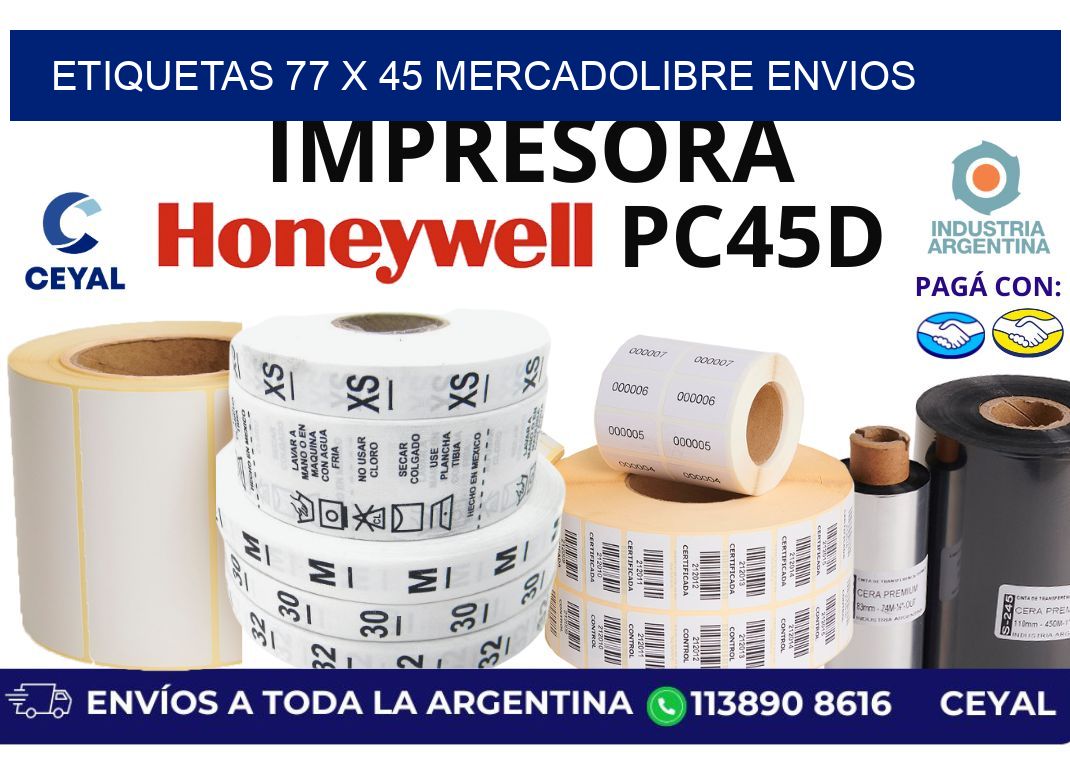 etiquetas 77 x 45 mercadolibre envios