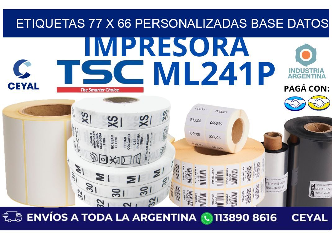 etiquetas 77 x 66 personalizadas base datos