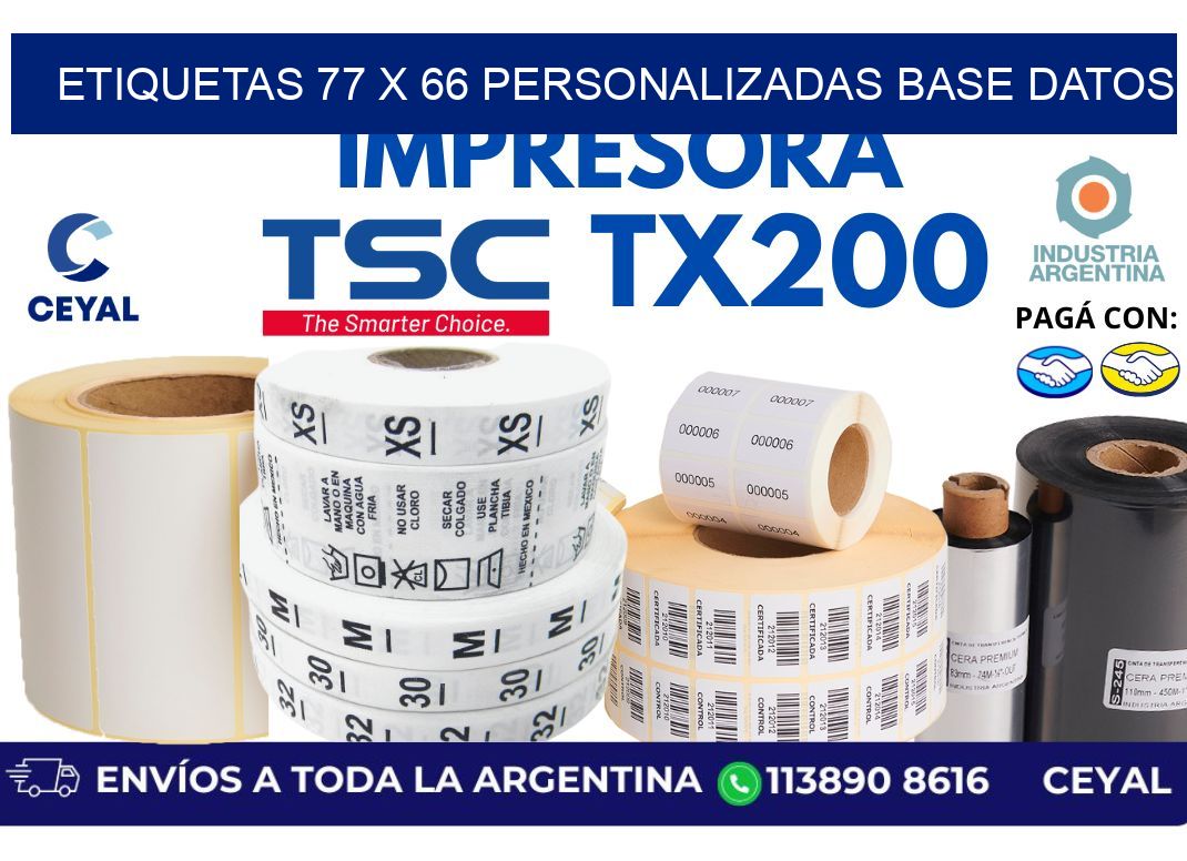 etiquetas 77 x 66 personalizadas base datos