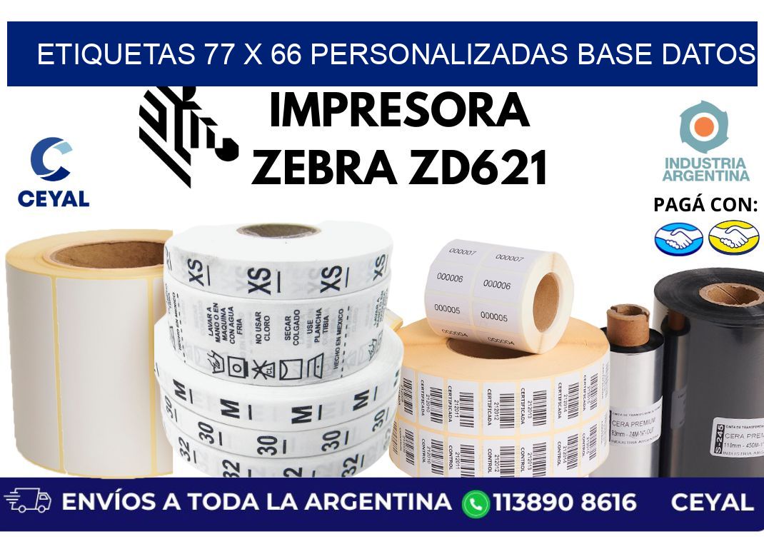 etiquetas 77 x 66 personalizadas base datos