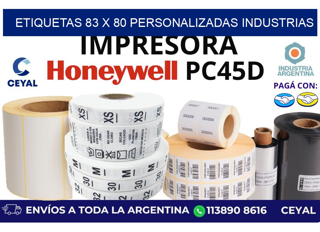 etiquetas 83 x 80 personalizadas industrias