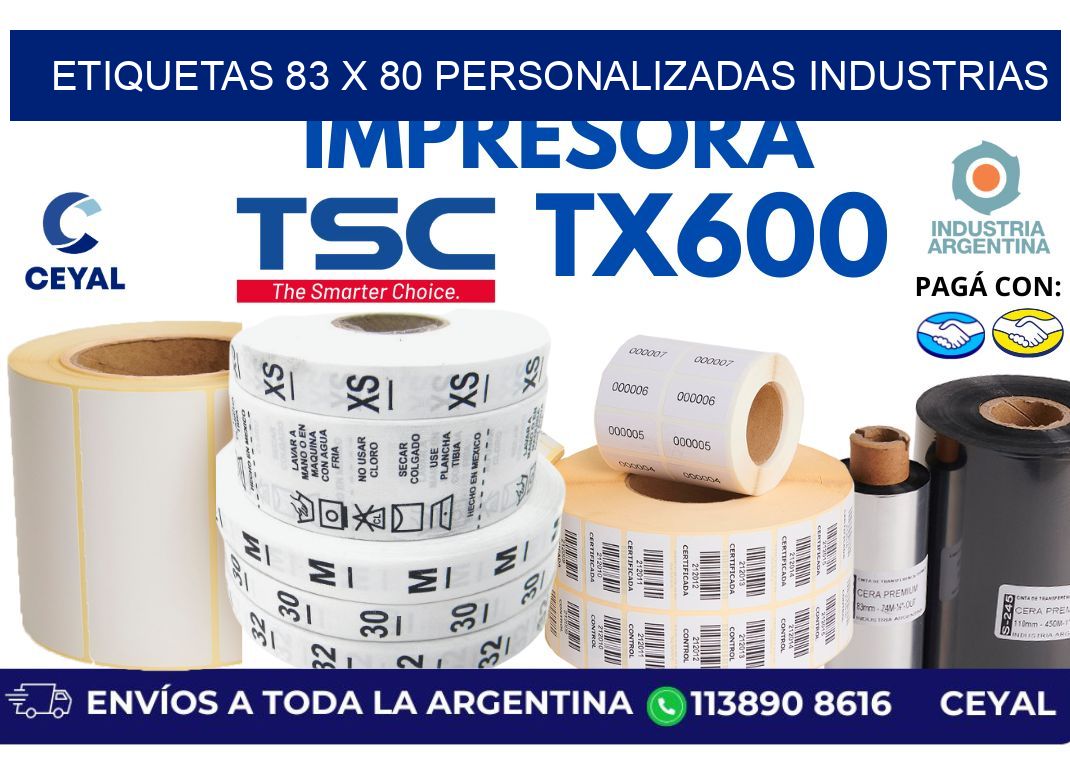 etiquetas 83 x 80 personalizadas industrias