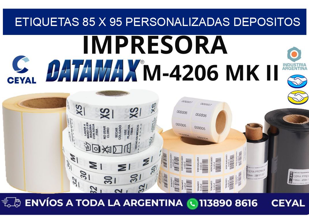 etiquetas 85 x 95 personalizadas depositos