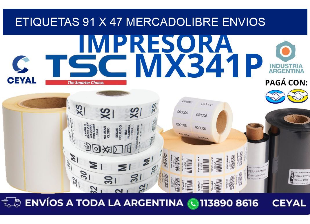 etiquetas 91 x 47 mercadolibre envios