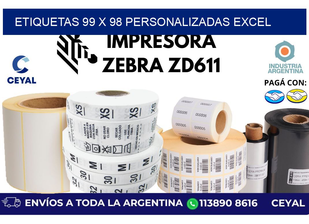etiquetas 99 x 98 personalizadas excel