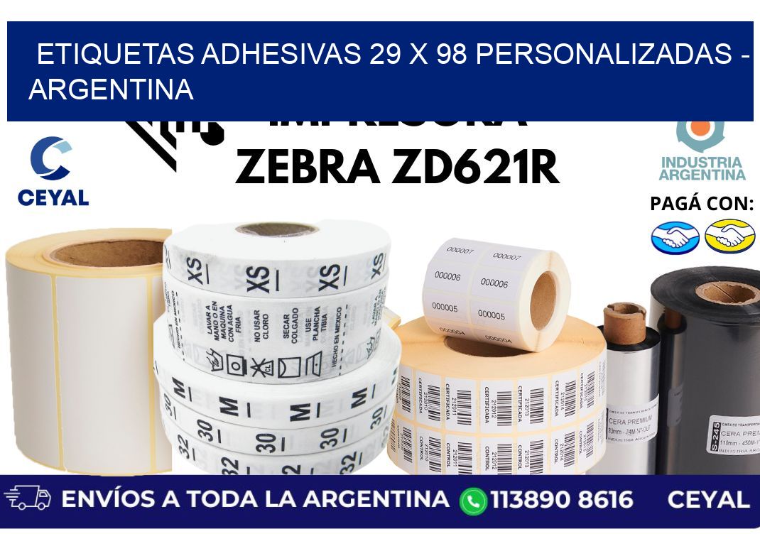 etiquetas adhesivas 29 x 98 personalizadas - Argentina