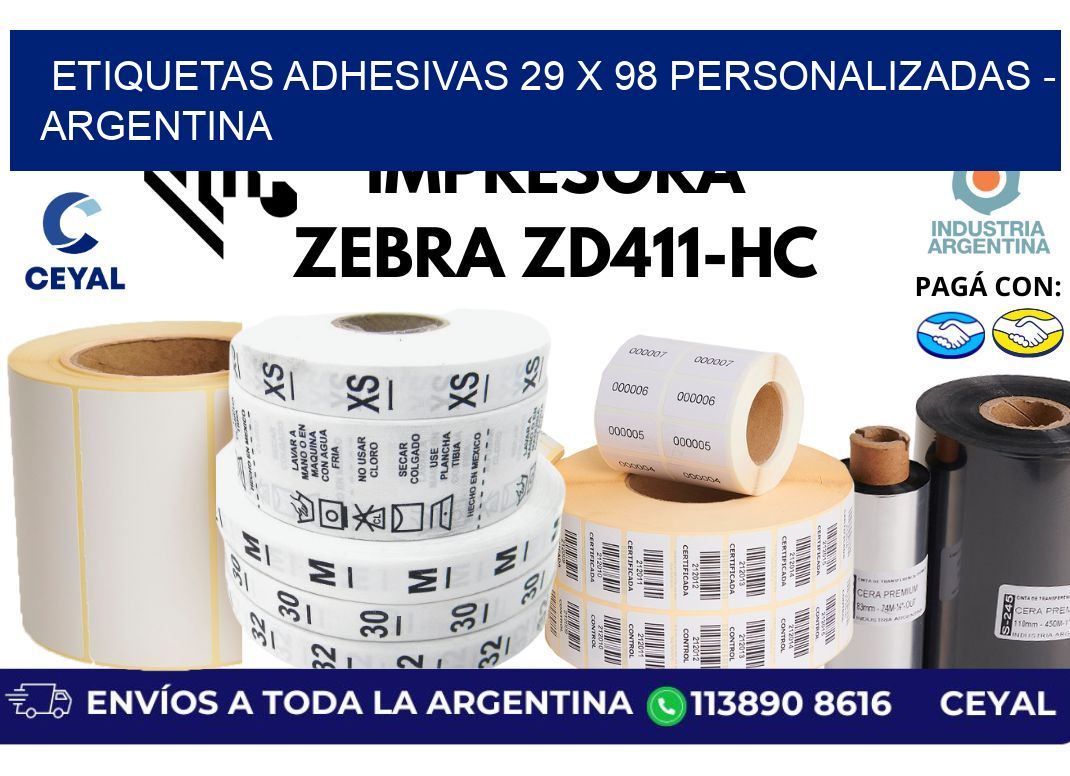 etiquetas adhesivas 29 x 98 personalizadas - Argentina