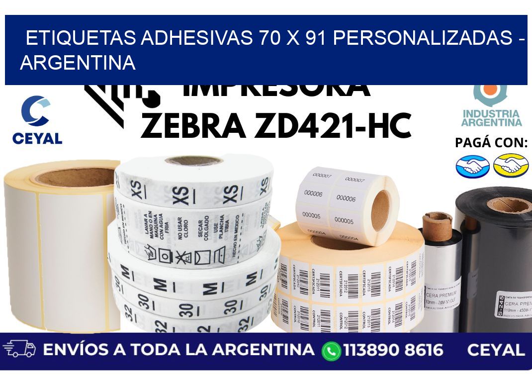 etiquetas adhesivas 70 x 91 personalizadas - Argentina