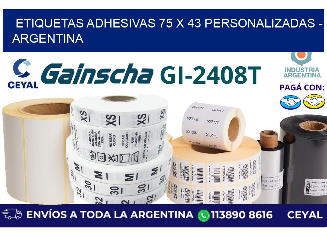 etiquetas adhesivas 75 x 43 personalizadas - Argentina