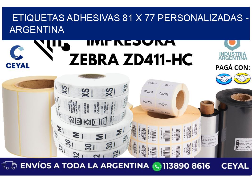 etiquetas adhesivas 81 x 77 personalizadas - Argentina