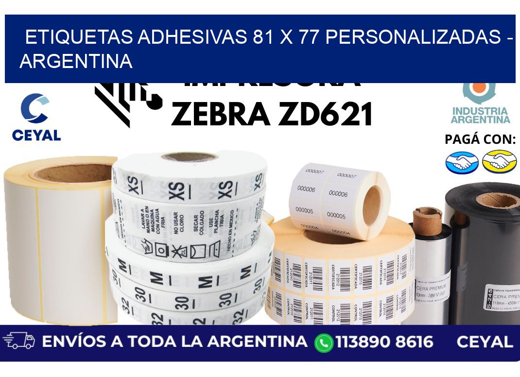 etiquetas adhesivas 81 x 77 personalizadas - Argentina