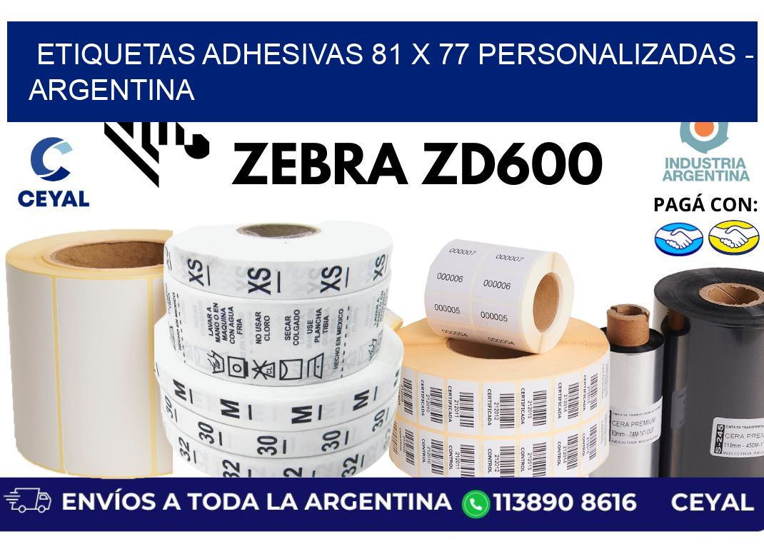 etiquetas adhesivas 81 x 77 personalizadas – Argentina