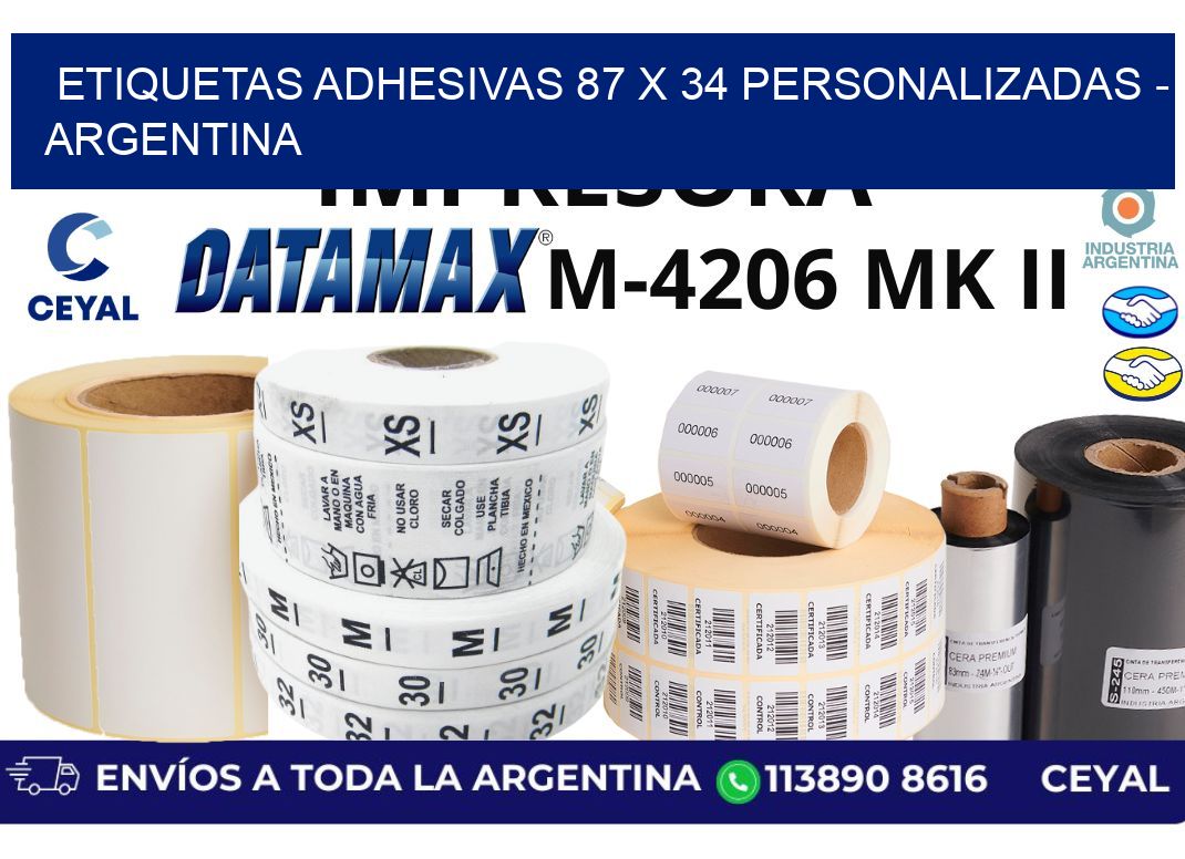 etiquetas adhesivas 87 x 34 personalizadas - Argentina