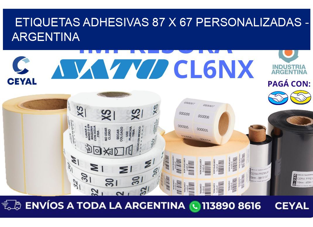 etiquetas adhesivas 87 x 67 personalizadas - Argentina