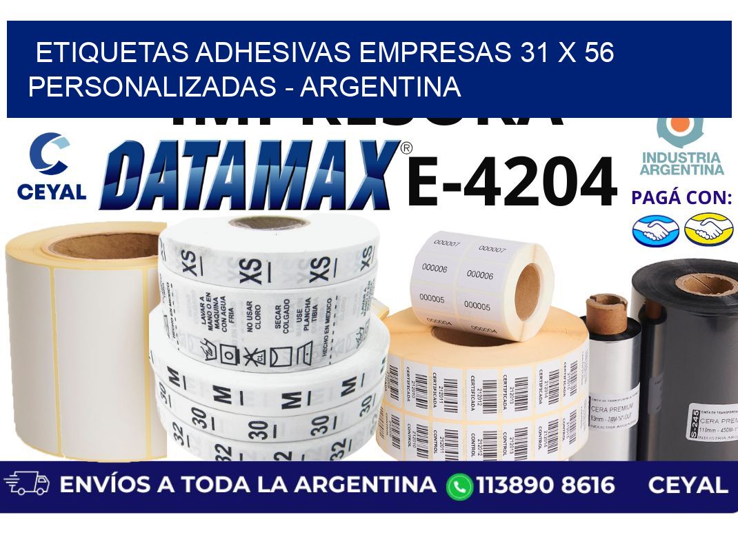 etiquetas adhesivas empresas 31 x 56 personalizadas - Argentina